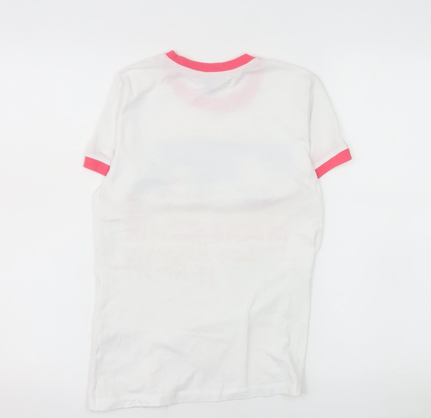 Brave Soul Womens White Ringer T-Shirt XS Beach Print Summer Top