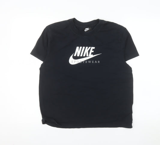 Nike Men Black Sportswear Cotton Crew Neck Short Sleeve T-Shirt S