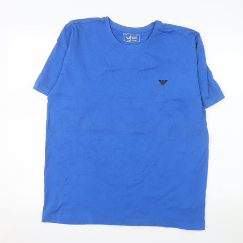Armani Jeans Men's Blue Crew Neck Short Sleeve T-Shirt XL Cotton