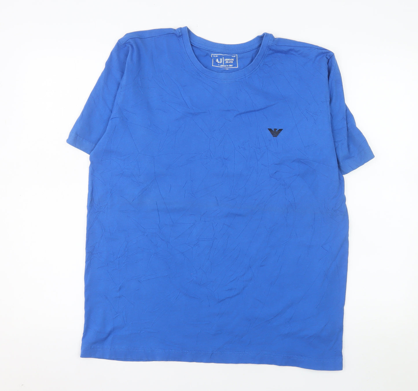 Armani Jeans Men's Blue Crew Neck Short Sleeve T-Shirt XL Cotton