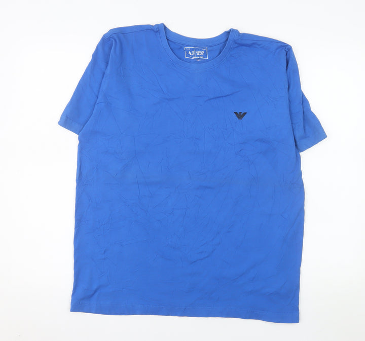 Armani Jeans Men's Blue Crew Neck Short Sleeve T-Shirt XL Cotton