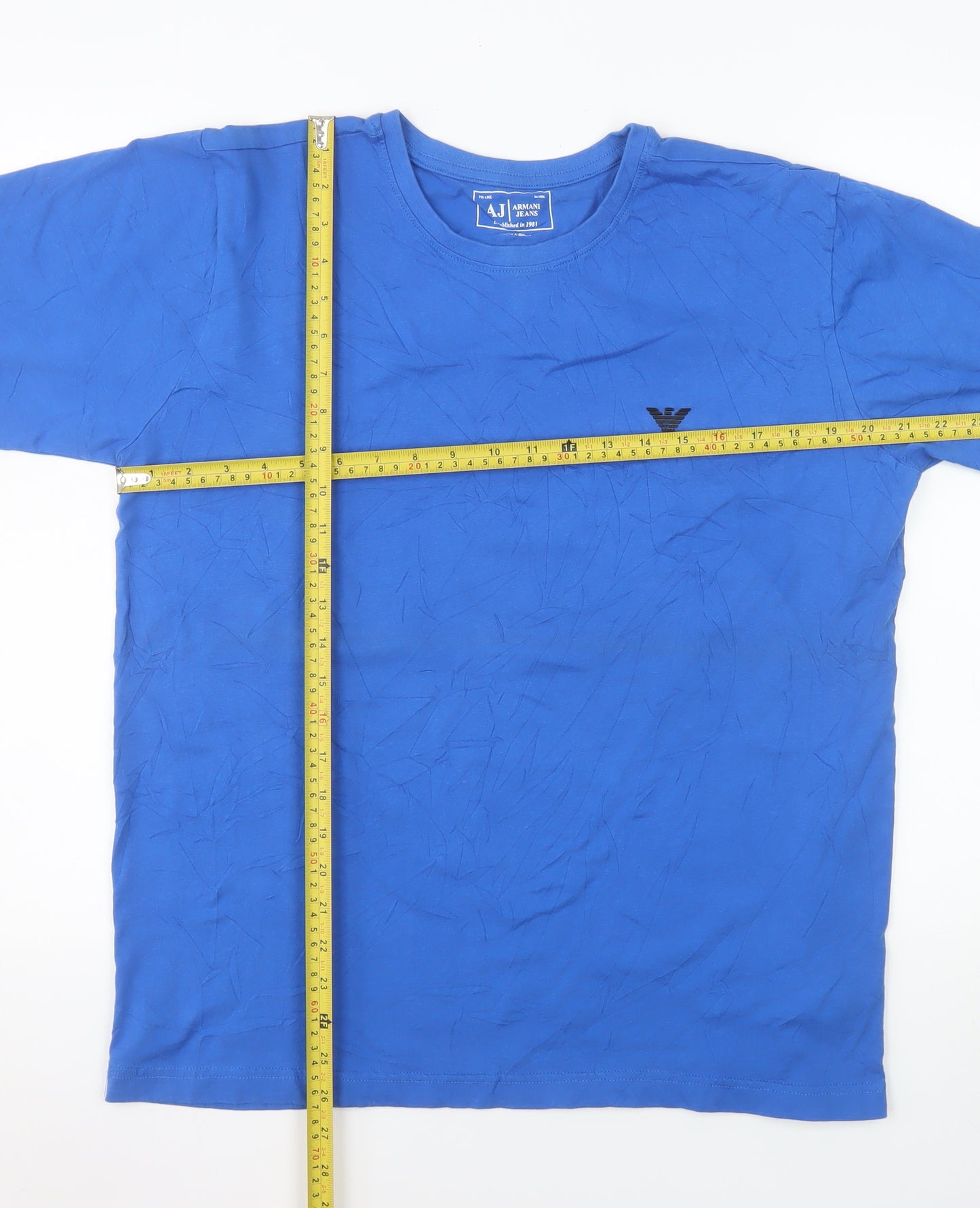 Armani Jeans Men's Blue Crew Neck Short Sleeve T-Shirt XL Cotton