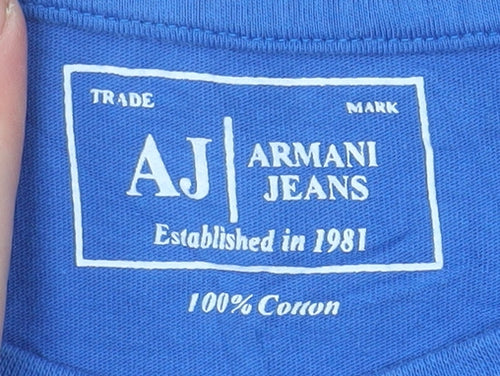 Armani Jeans Men's Blue Crew Neck Short Sleeve T-Shirt XL Cotton