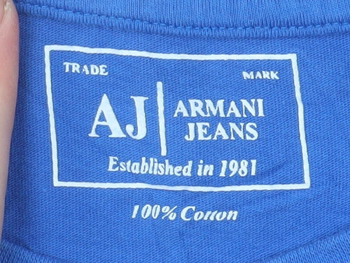Armani Jeans Men's Blue Crew Neck Short Sleeve T-Shirt XL Cotton