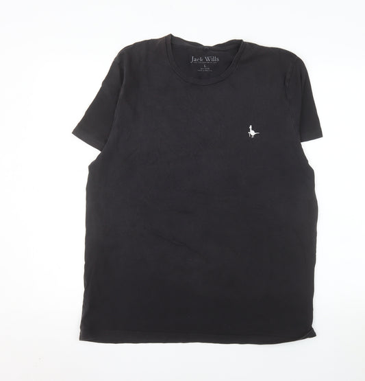 Jack Wills Men's Black Cotton Crew Neck T-Shirt Size L