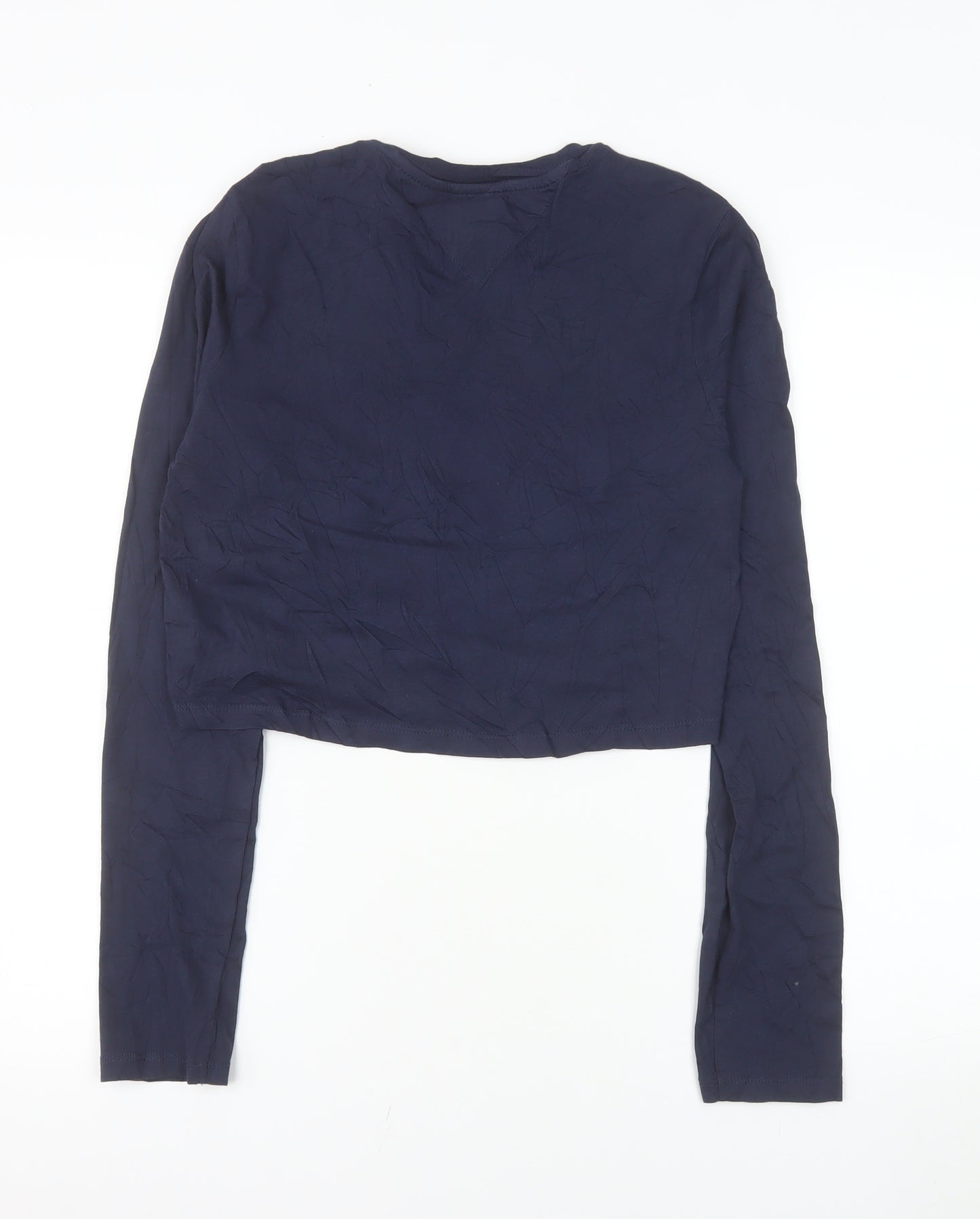Tommy Jeans Women's Blue Cropped Long Sleeve T-Shirt Size L