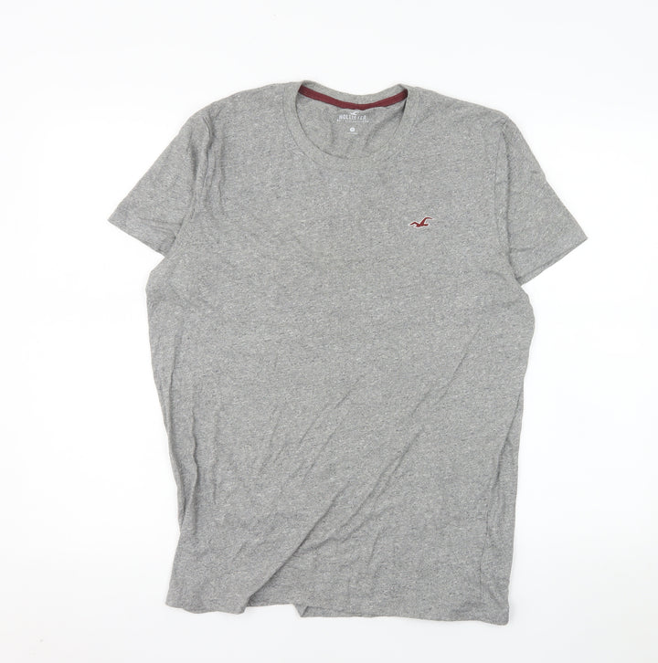 Hollister Men Grey Crew Neck Short Sleeve T-Shirt Medium Classic Fit
