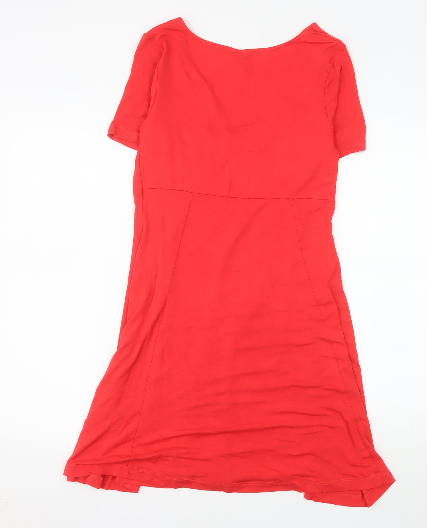 ASOS Women Red Fit & Flare Viscose Dress Size 12 Short Sleeve