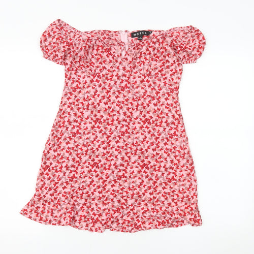 Motel Women’s Pink Floral Puff Sleeve Mini Dress XS
