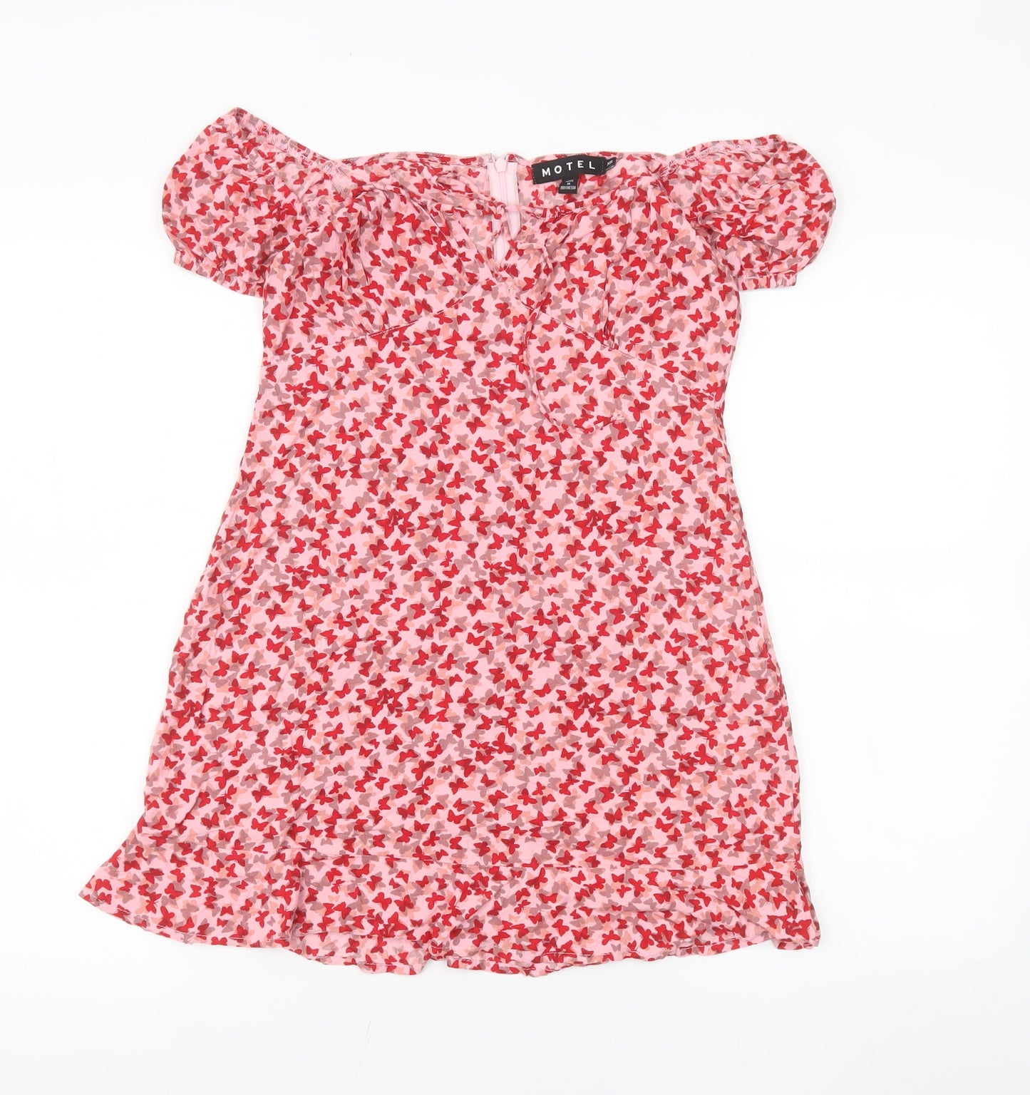 Motel Women’s Pink Floral Puff Sleeve Mini Dress XS