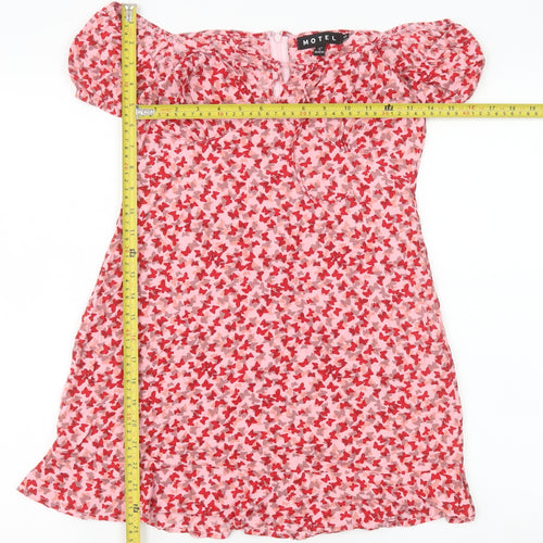 Motel Women’s Pink Floral Puff Sleeve Mini Dress XS