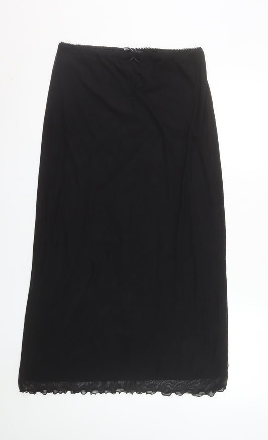 ASOS DESIGN Women's Black Midi Pencil Skirt Size 14 Stretch Lace Hem