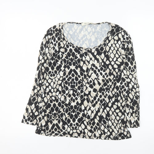 Precis Women’s Black Animal Print 3/4 Sleeve Jersey Top M