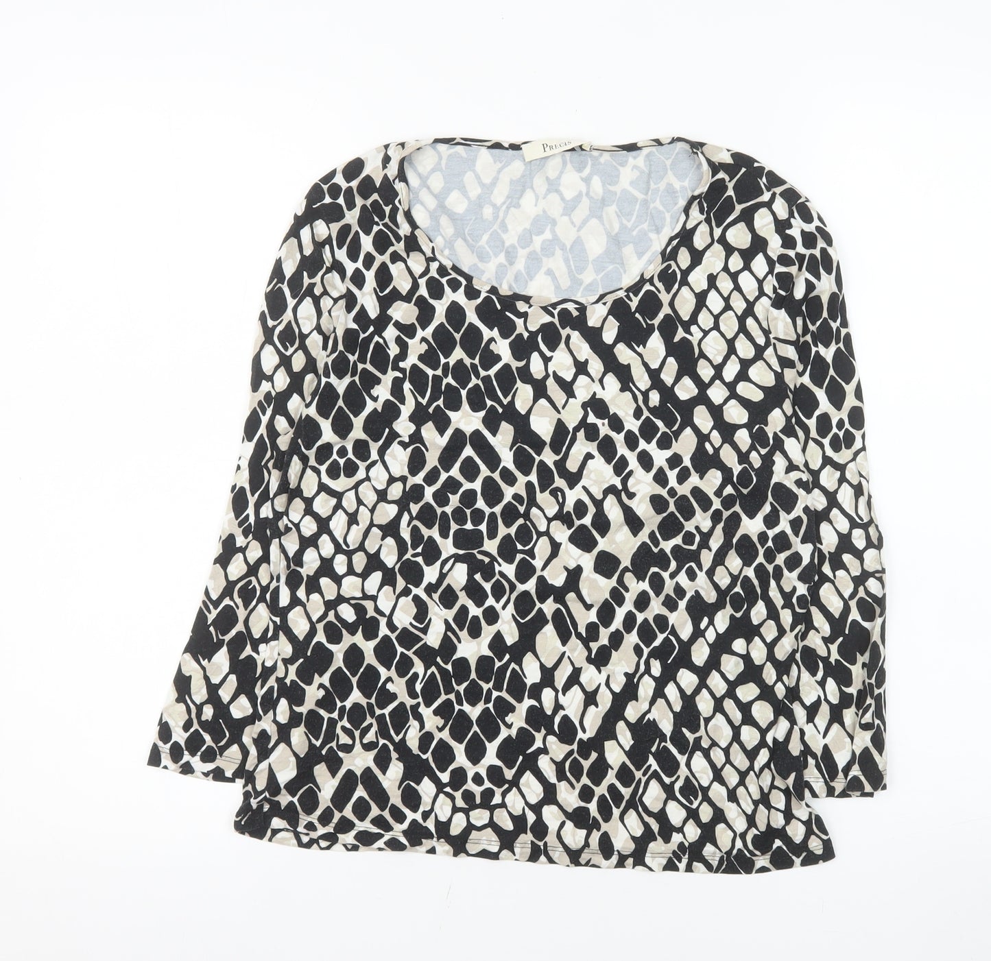Precis Women’s Black Animal Print 3/4 Sleeve Jersey Top M