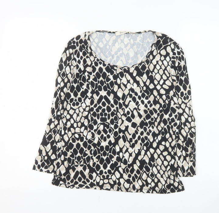 Precis Women’s Black Animal Print 3/4 Sleeve Jersey Top M
