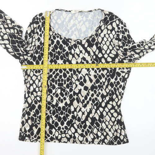 Precis Women’s Black Animal Print 3/4 Sleeve Jersey Top M