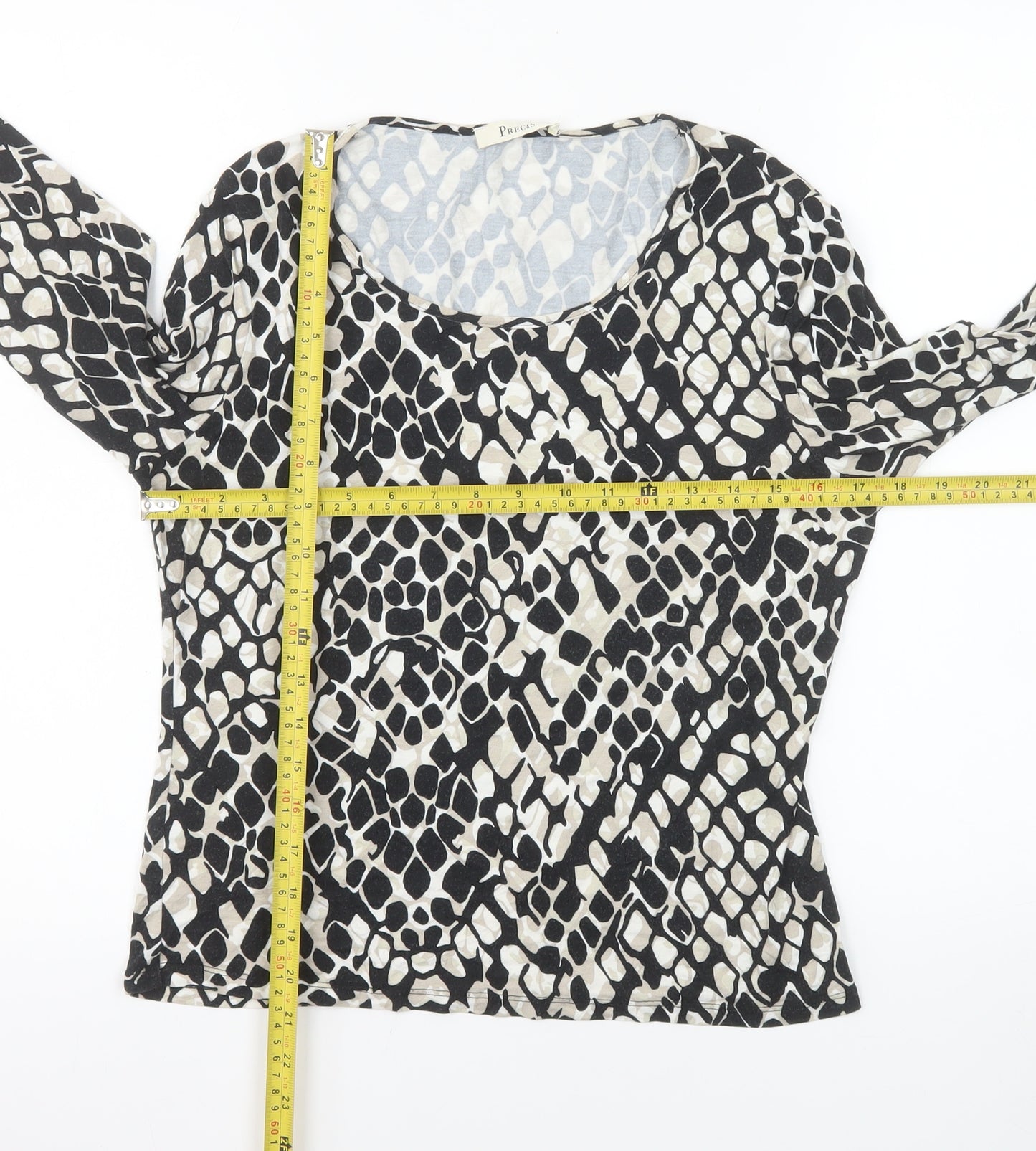 Precis Women’s Black Animal Print 3/4 Sleeve Jersey Top M