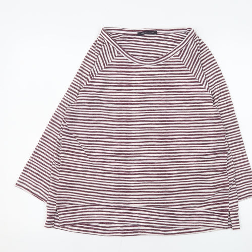 Marks and Spencer Women’s Plum Striped 3/4 Sleeve Jersey T-Shirt UK 16
