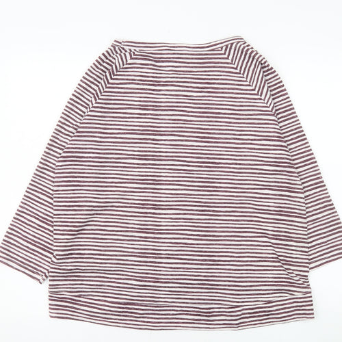 Marks and Spencer Women’s Plum Striped 3/4 Sleeve Jersey T-Shirt UK 16