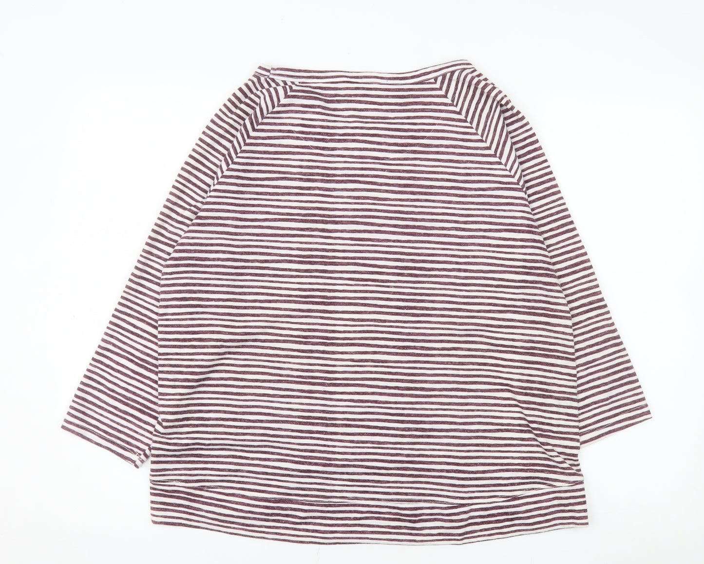 Marks and Spencer Women’s Plum Striped 3/4 Sleeve Jersey T-Shirt UK 16