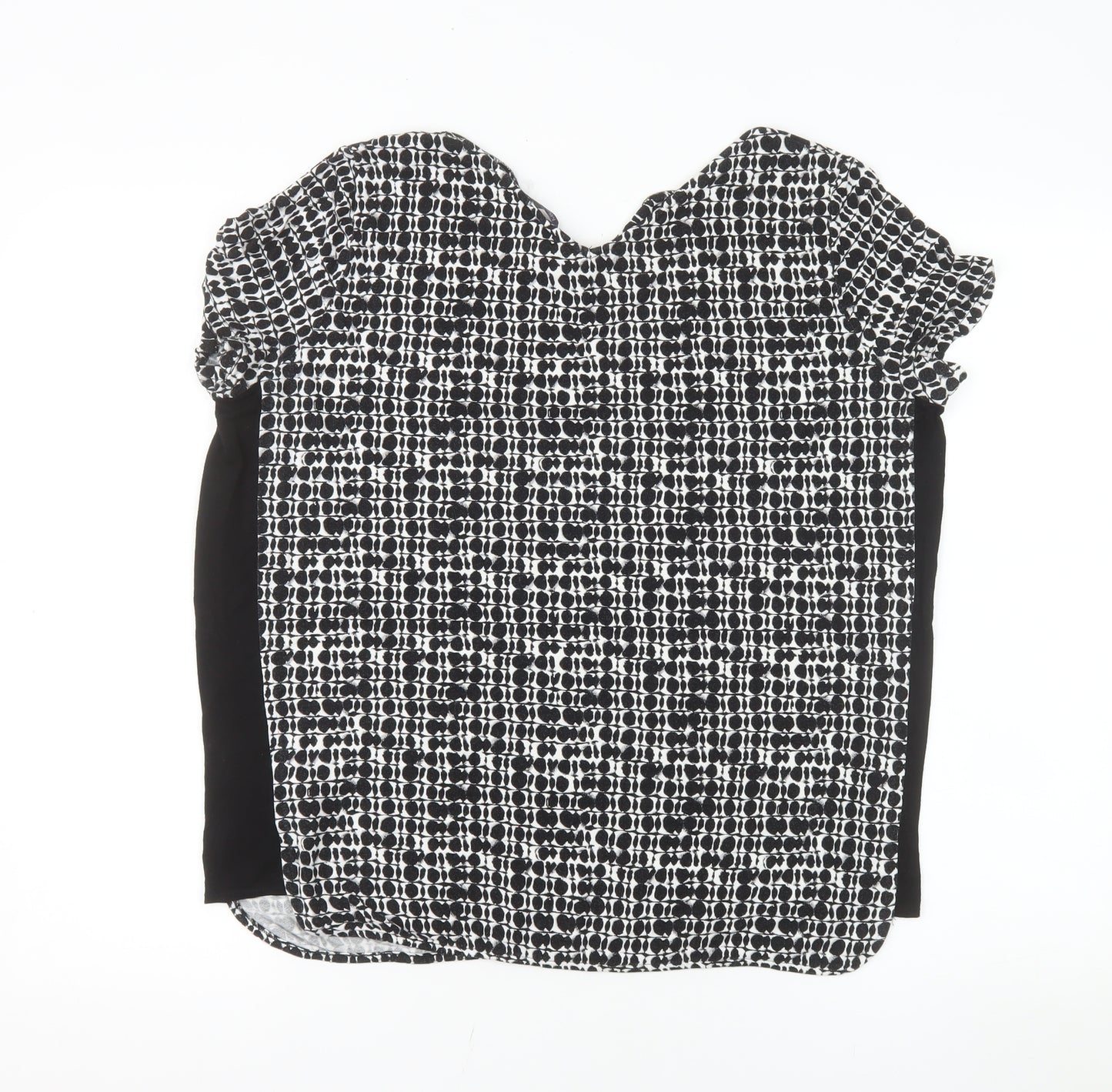 Marks and Spencer Women's Black Geometric T-Shirt Size 14 Viscose Stretch Top