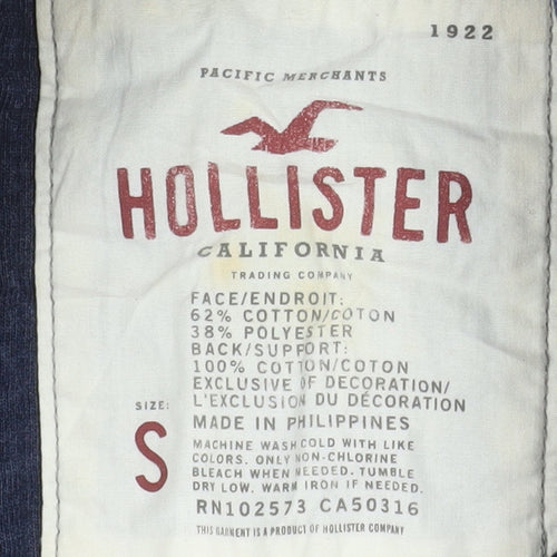 Hollister Men Blue Bomber Jacket S Cotton Blend Casual