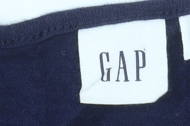 GAP Women Blue 100% Cotton Sleeveless V-Neck Blouse Size S