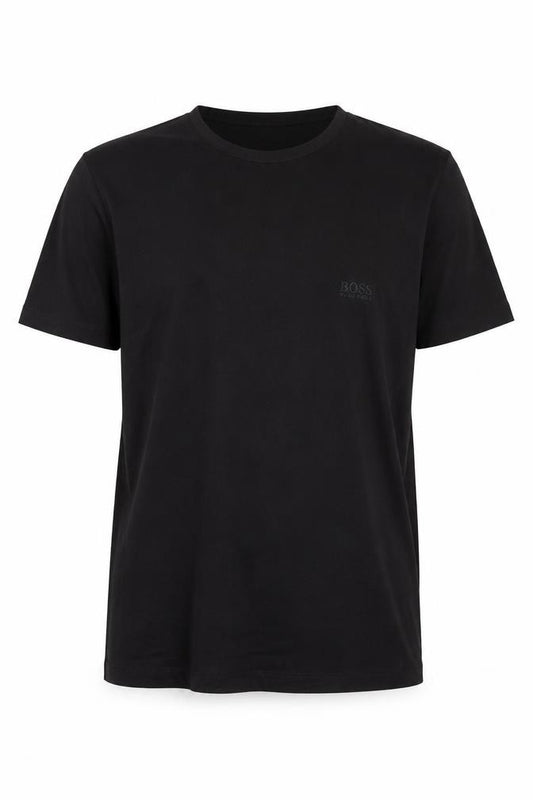 Front view of Hugo Boss Men's Black Cotton Crew Neck T-Shirt, size M
