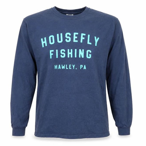 Comfort Colors Men's Blue Long Sleeve 'Housefly Fishing' Relaxed Fit Top Size L