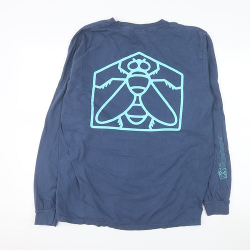Comfort Colors Men's Blue Long Sleeve 'Housefly Fishing' Relaxed Fit Top Size L