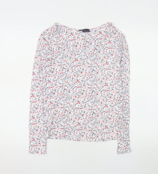 Marks and Spencer Womens White Mix Floral Long Sleeve Jersey Top Size 10