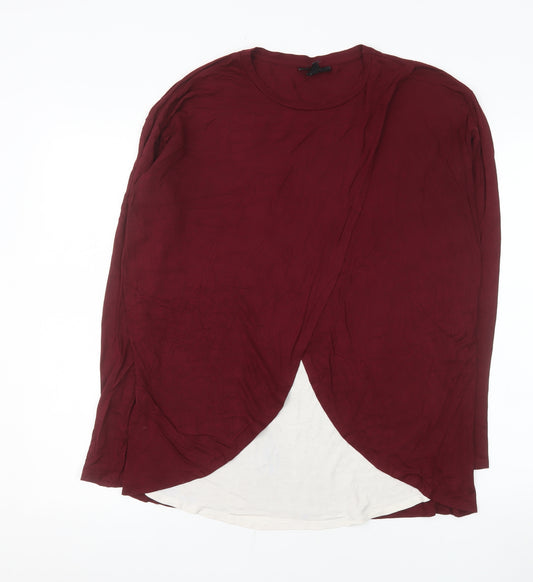 Topshop Maternity Burgundy Long Sleeve Wrap Jersey Top UK 12