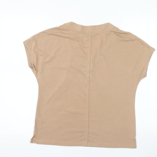River Island Women’s Beige V-Neck Short Sleeve Basic T-Shirt Size 8