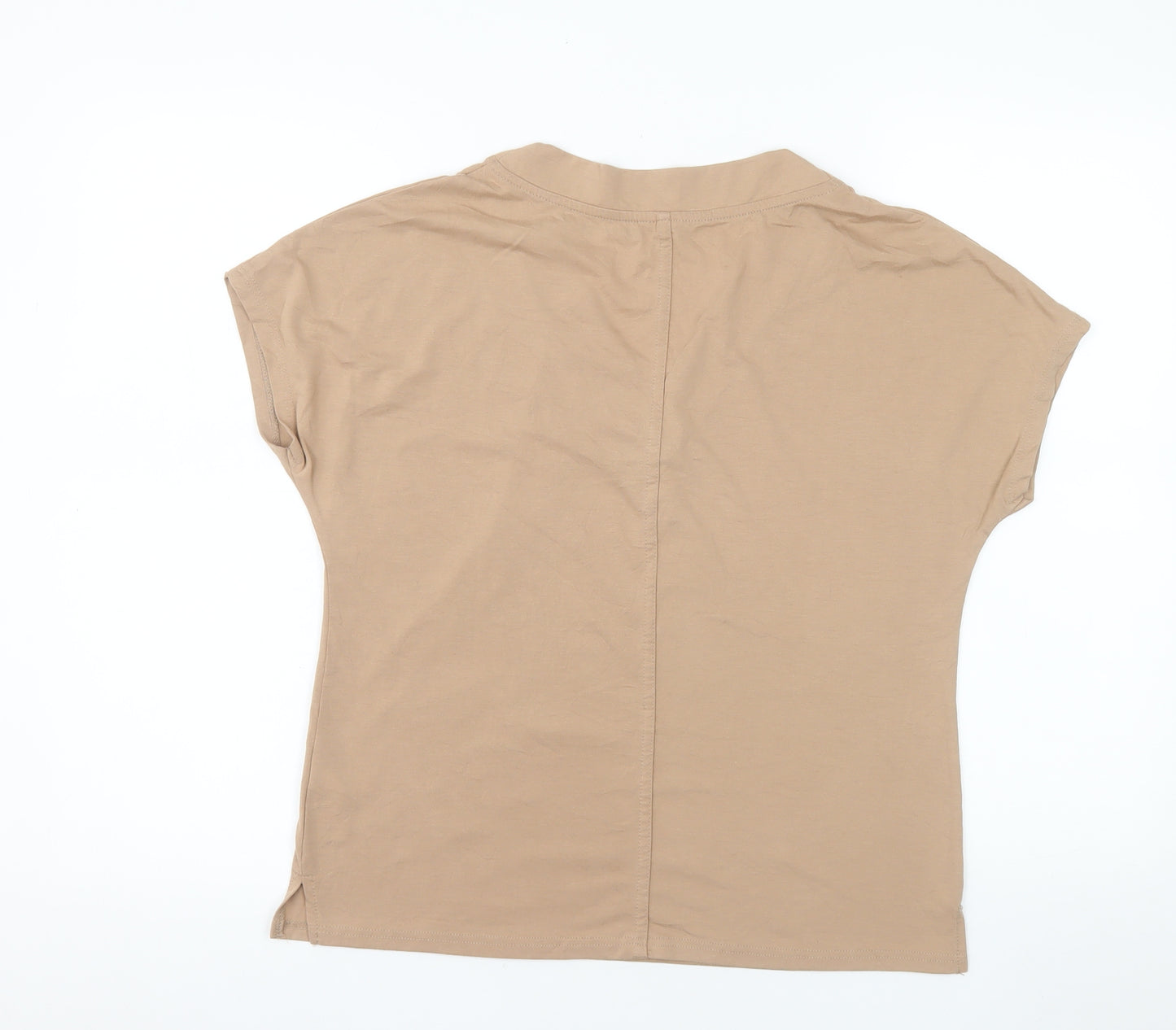 River Island Women’s Beige V-Neck Short Sleeve Basic T-Shirt Size 8