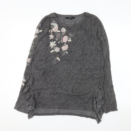 Next Women's Grey Floral Embroidered Pullover Sweatshirt UK 10