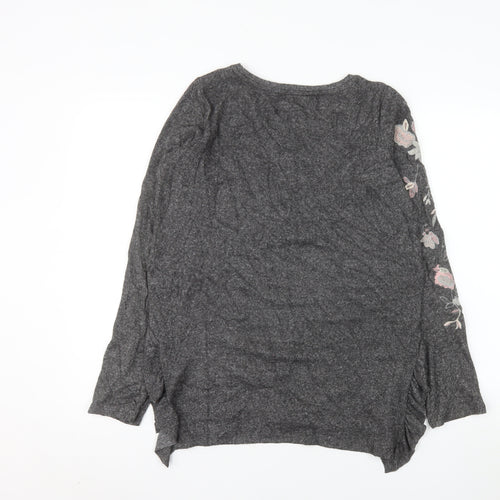 Next Women's Grey Floral Embroidered Pullover Sweatshirt UK 10