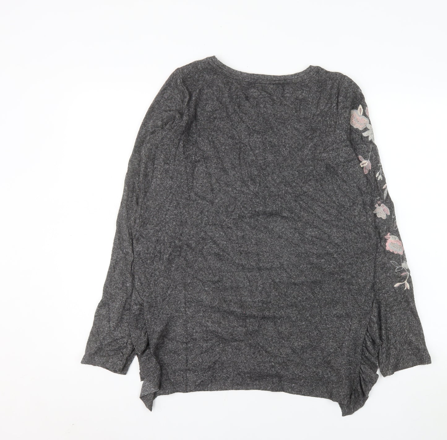 Next Women's Grey Floral Embroidered Pullover Sweatshirt UK 10