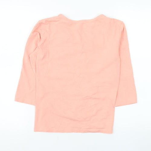 Basler Women Pink V-Neck 3/4 Sleeve Stretch Cotton T-Shirt Size 12