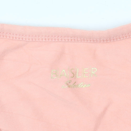 Basler Women Pink V-Neck 3/4 Sleeve Stretch Cotton T-Shirt Size 12