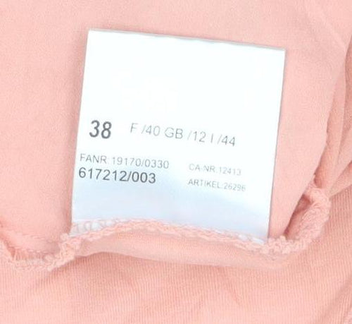 Basler Women Pink V-Neck 3/4 Sleeve Stretch Cotton T-Shirt Size 12