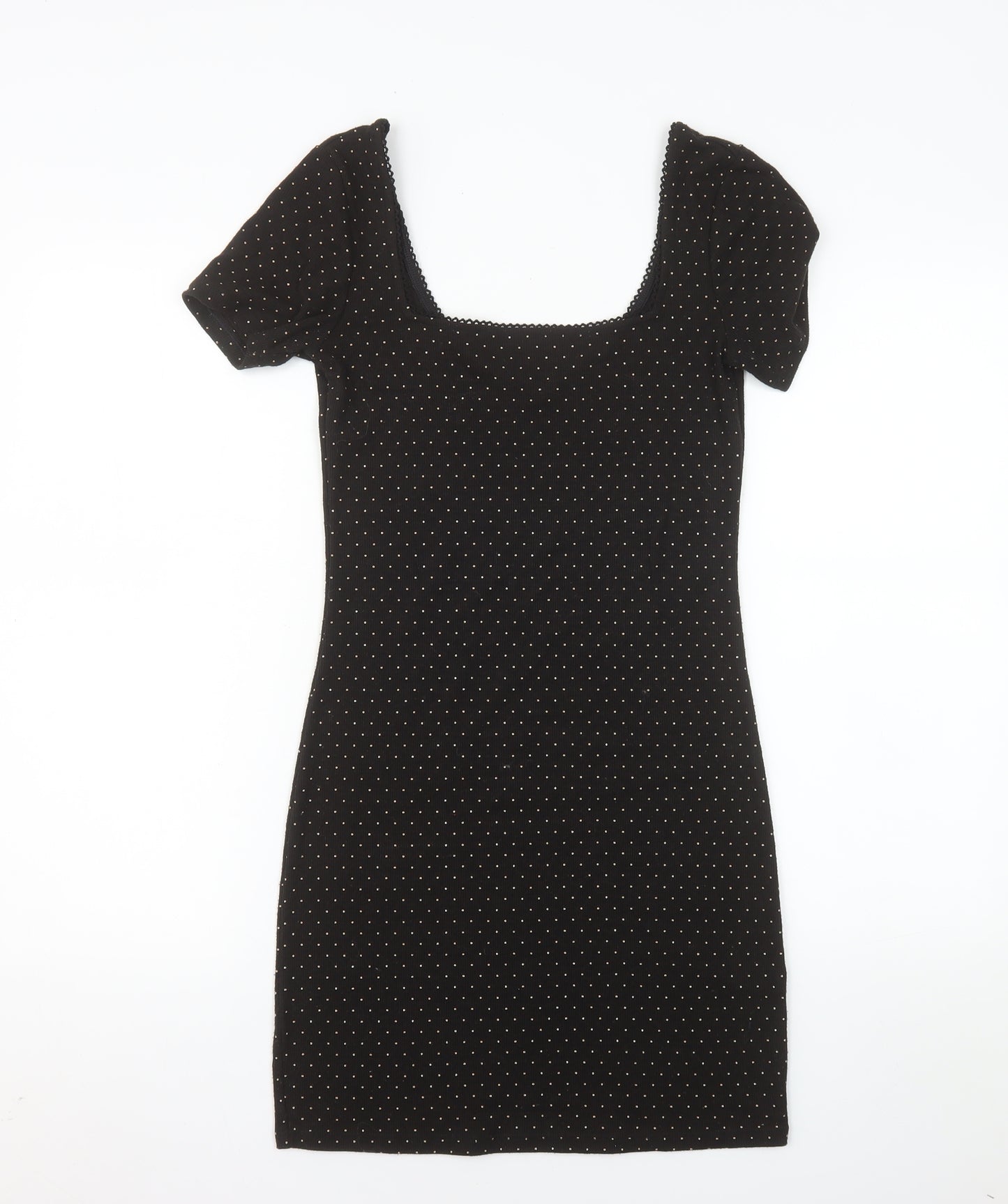 H&M Divided Women's Black Polka Dot Bodycon Short Dress Size 8