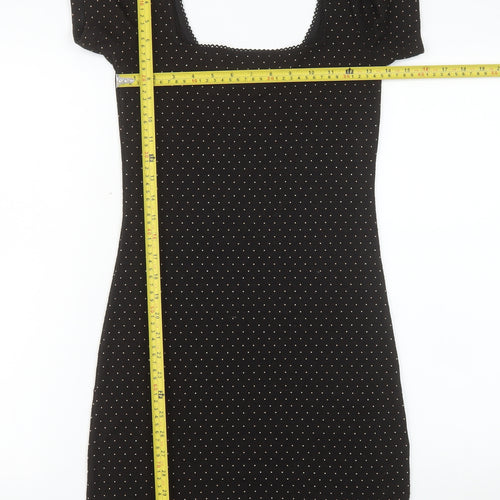 H&M Divided Women's Black Polka Dot Bodycon Short Dress Size 8