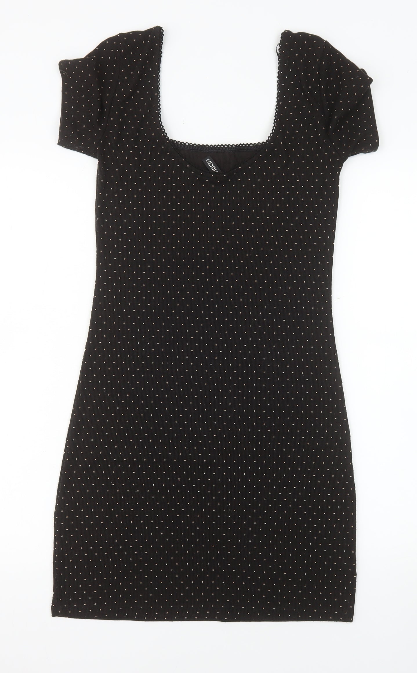 H&M Divided Women's Black Polka Dot Bodycon Short Dress Size 8