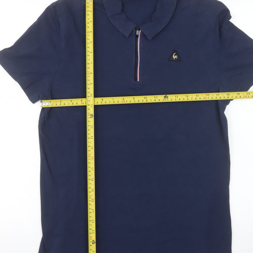 Le Coq Sportif Men's Blue L Polo Shirt 1/4 Zip Cotton Blend