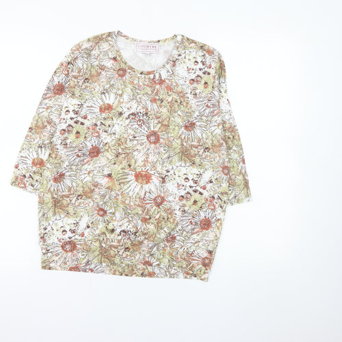 Country Collection Womens Multicoloured Floral Cotton T-Shirt Size 10