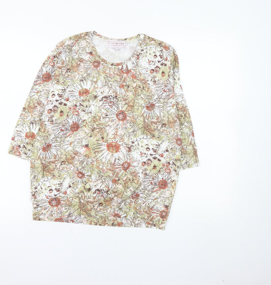Country Collection Womens Multicoloured Floral Cotton T-Shirt Size 10