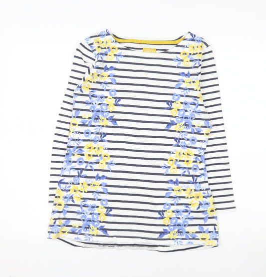 Joules Women’s Multicoloured Floral Stripe Cotton 3/4 Sleeve T-Shirt Size 12