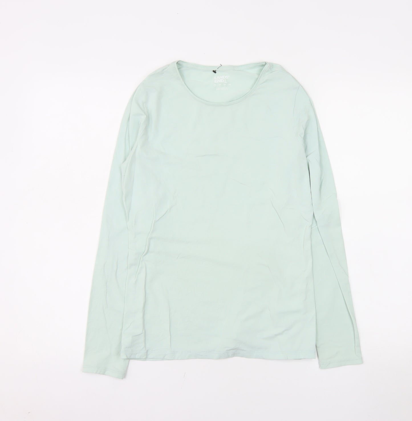 Lands' End Women's Green Long Sleeve Cotton Stretch T-Shirt XS