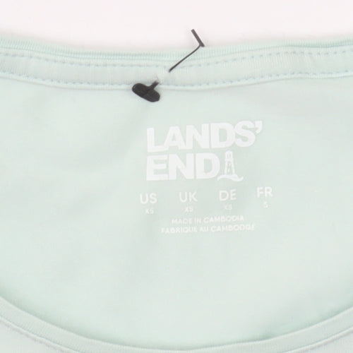 Lands' End Women's Green Long Sleeve Cotton Stretch T-Shirt XS