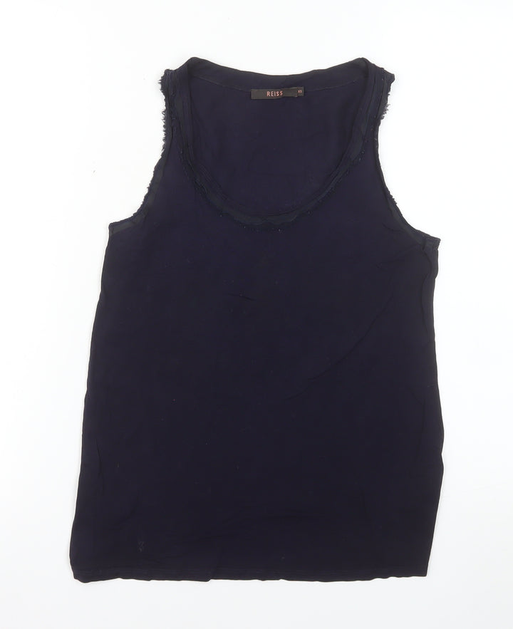 Reiss Womens Blue Jersey Tank Top XS Sleeveless Lyocell Silk Blend